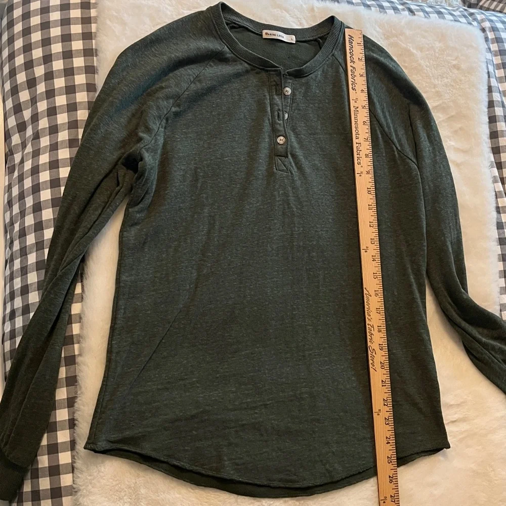 Marine Layer Double Knit Long Sleeve Henley Green Size‎ Large - Picture 10 of 13